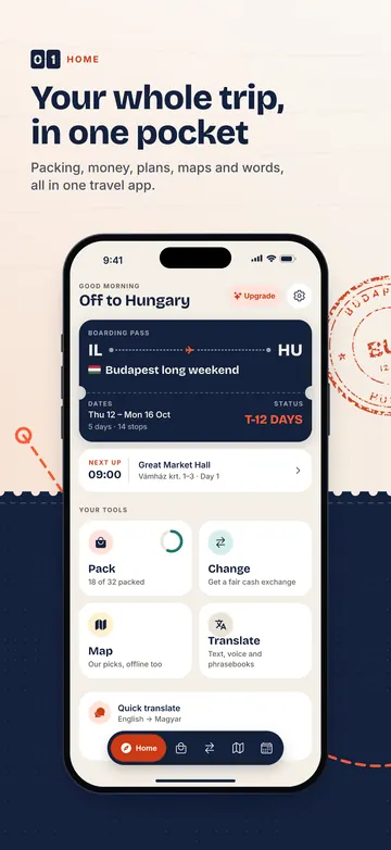 Home: Your whole trip, in one pocket. Packing, money, plans, maps and words, all in one travel app.